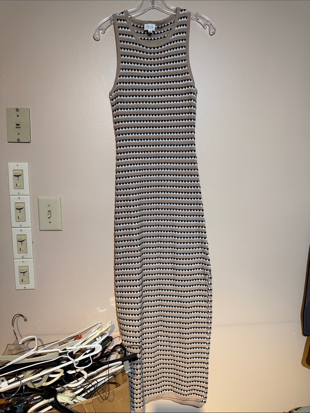 Le Lis Striped Knit Tank Dress - Black & Tan